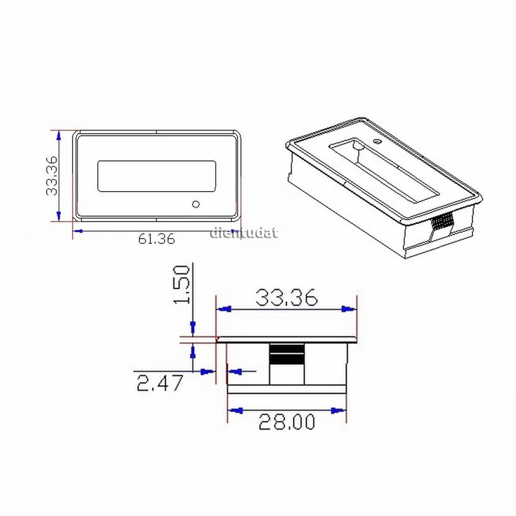 Đồng Hồ Báo Phần Trăm Pin LCD - 1 Nút