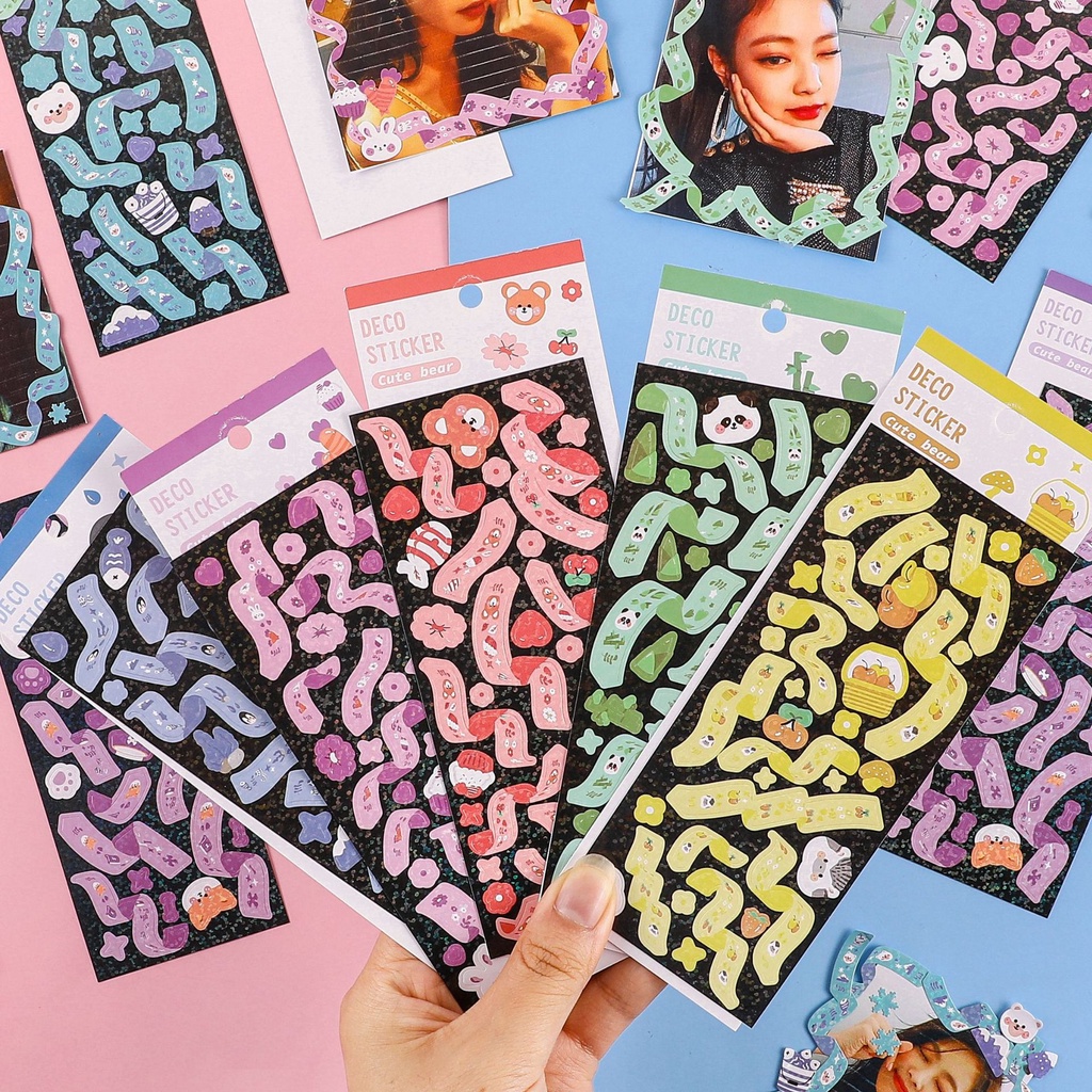 Sticker Ruy Băng trang trí Scrapbook, sổ tay, vở (Bộ 100 sticker) - [ 073 ]