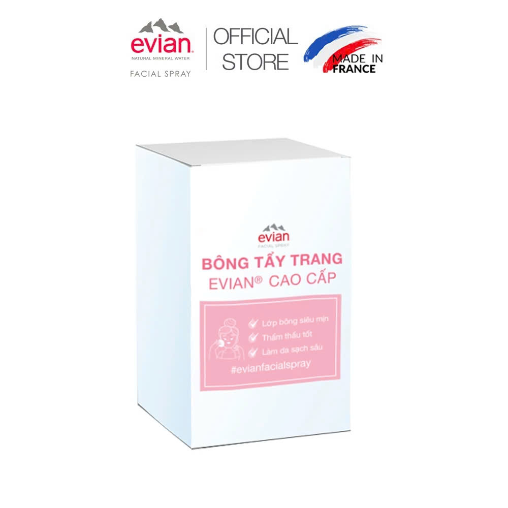 Bông tẩy trang cao cấp Evian 50 miếng