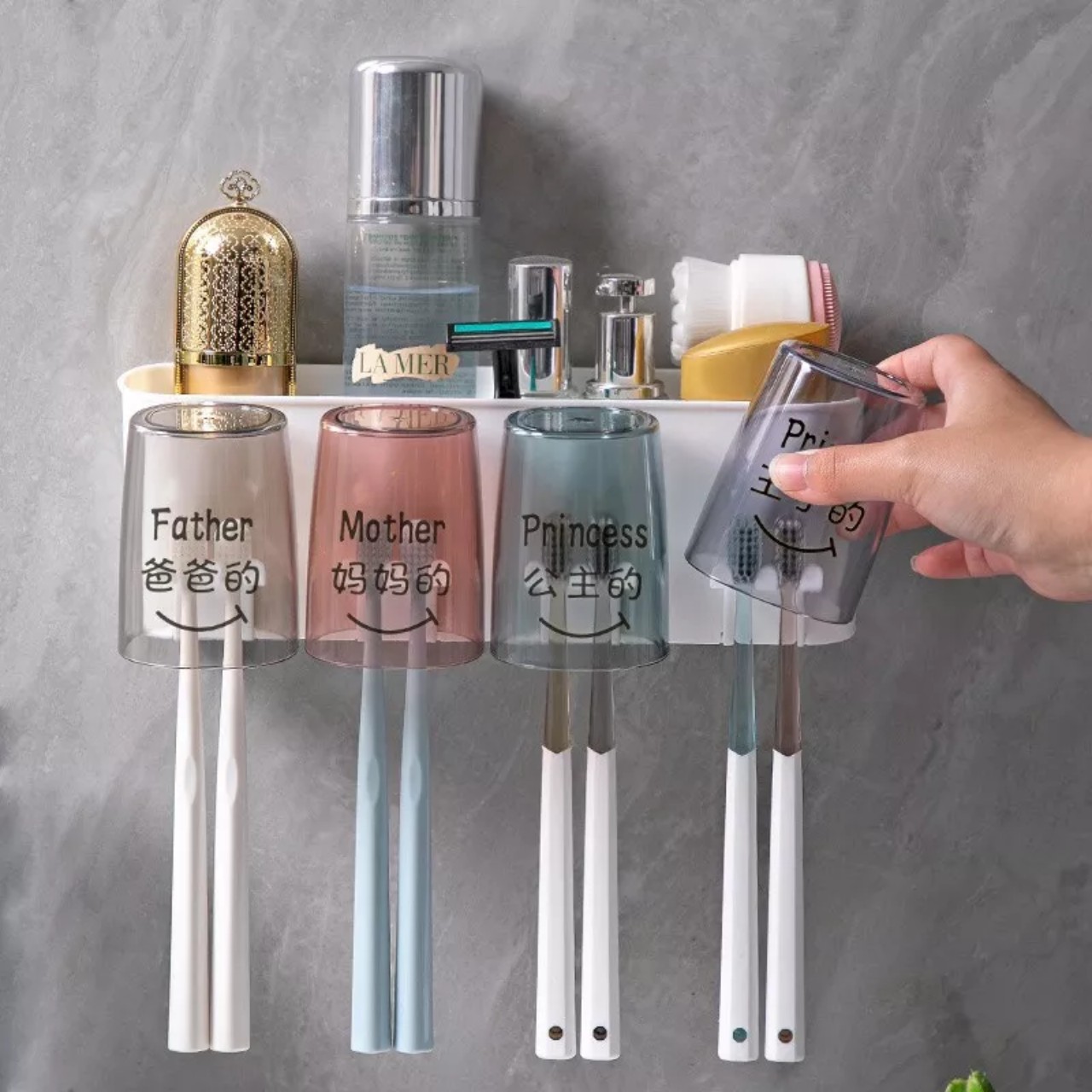 Kệ để bàn chải kem đánh răng 3 cốc 4 cốc