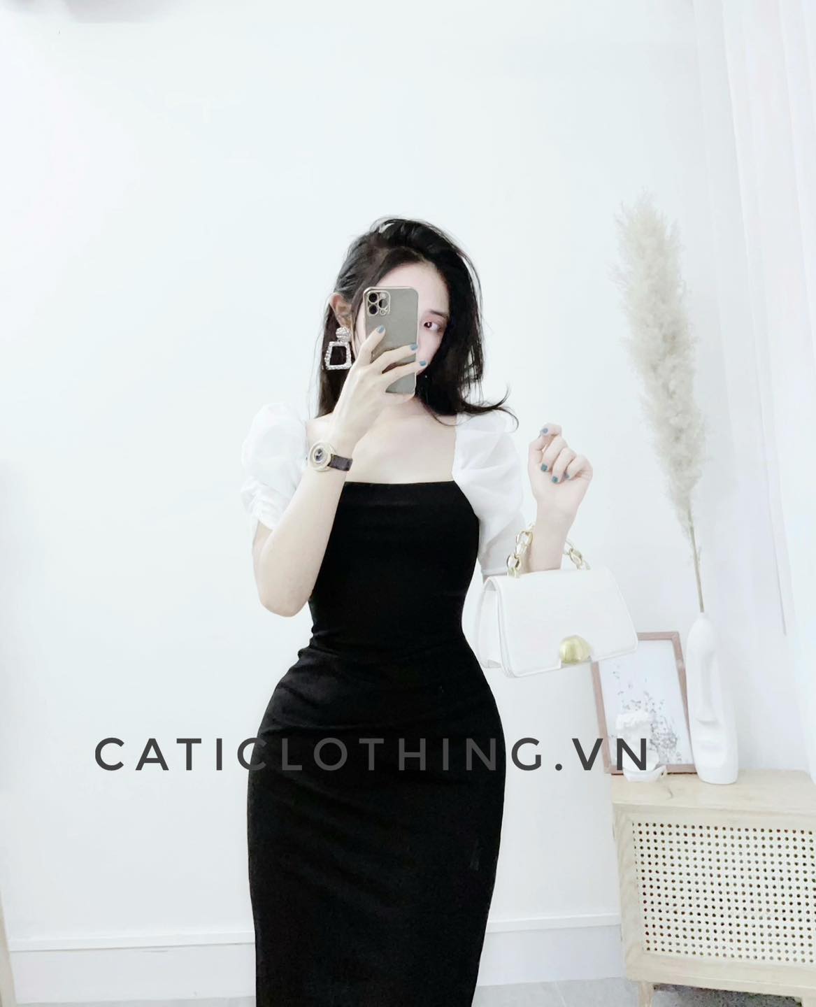 CATI Đầm umi phối tay tơ (2096)