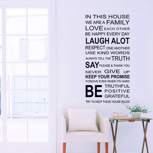 Decal dán tường chữ trắng đen