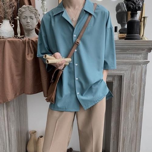 Áo sơ mi tay ngắn nam nữ form rộng sơ mi cổ vest unisex tay lỡ