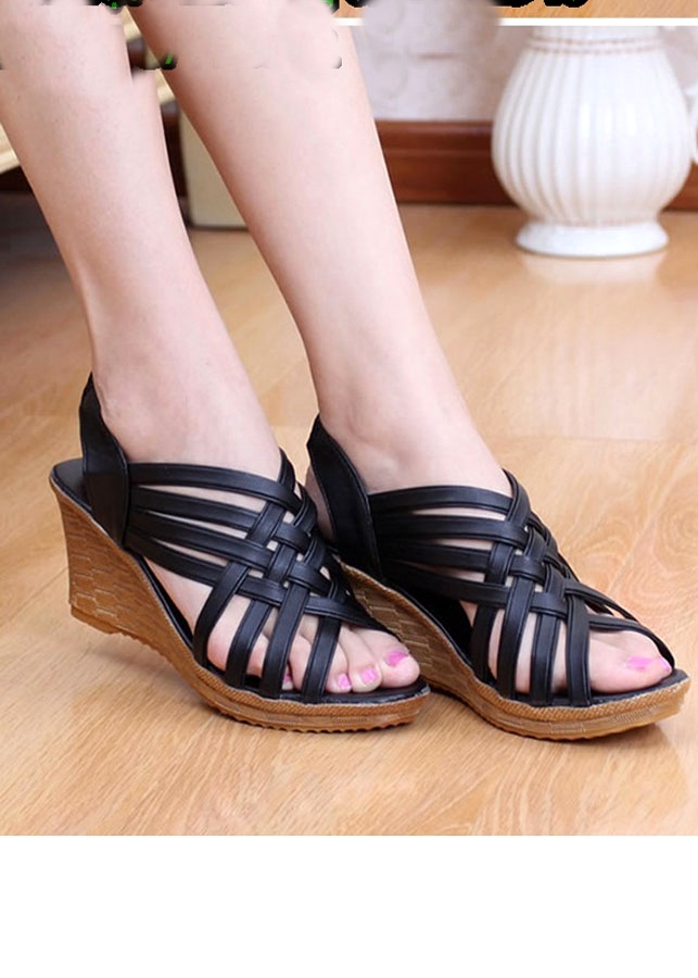 Xăng đan nữ đế xuồng vân gỗ quai đan