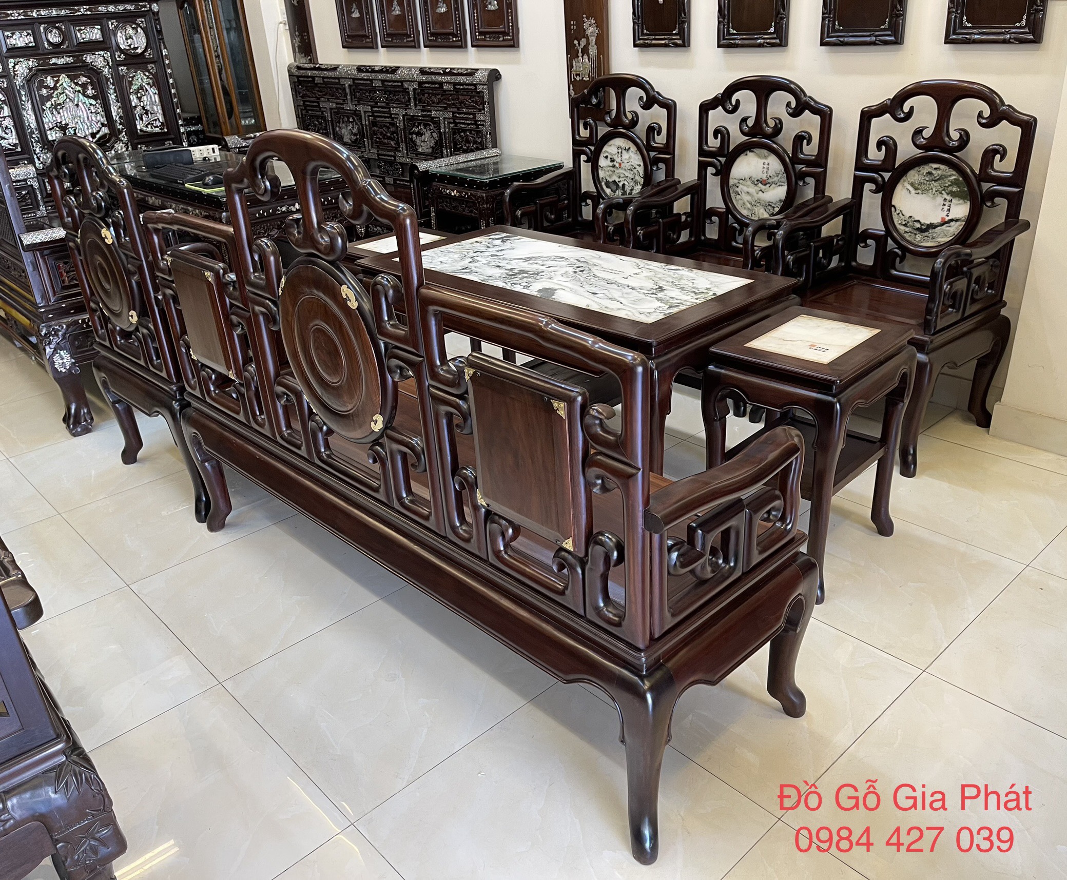 bộ ghế móc gụ 8 món