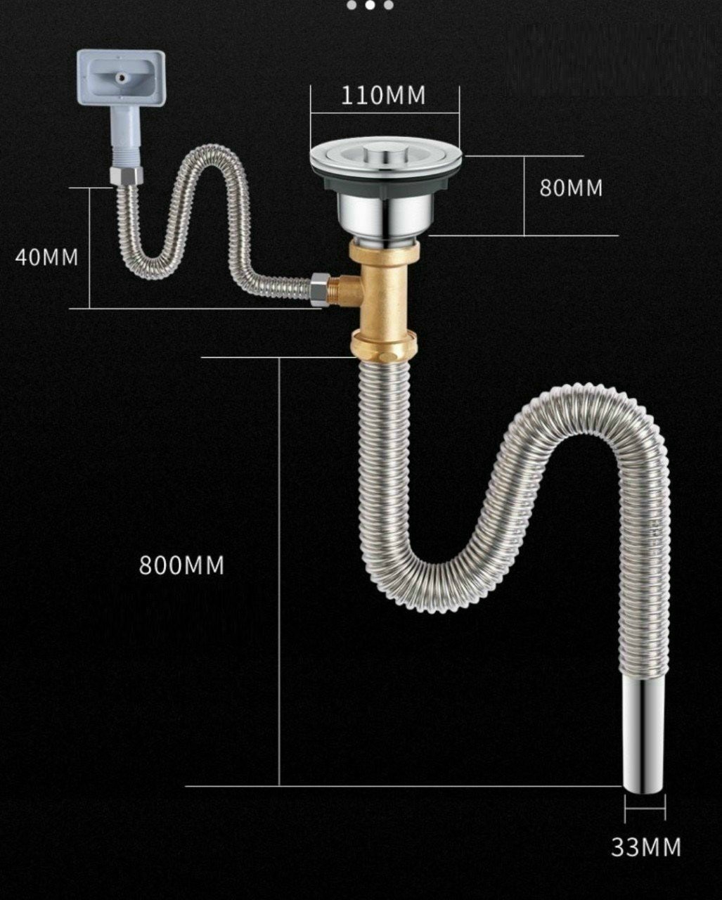 bộ xả (xi phông) chậu rửa chén bát đơn 1 hố inox