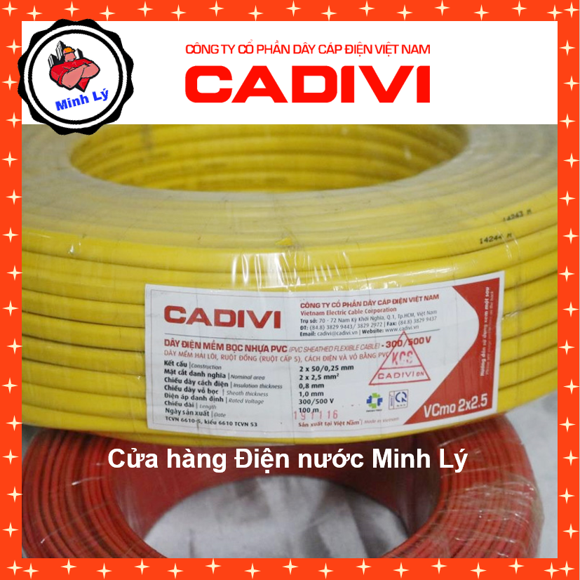 Dây Điện CADIVI Vcmd 2x2.5 mm2 Đôi Mềm Cao Cấp (100m/cuộn)