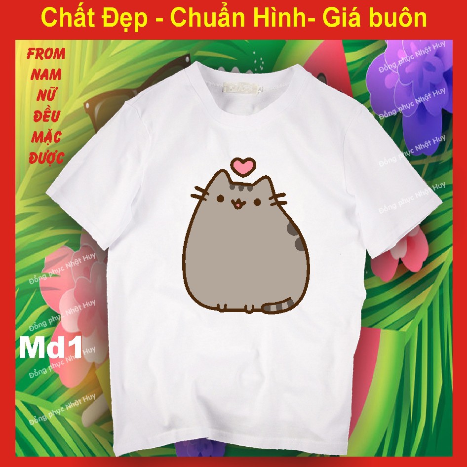 Áo thun mèo đen pusheen kawii md1.1 icoi, meo meo bụng bự