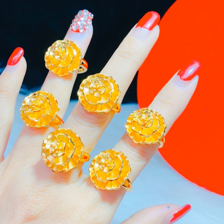 Nhẫn hoa mạ vàng 24k khắc 9999