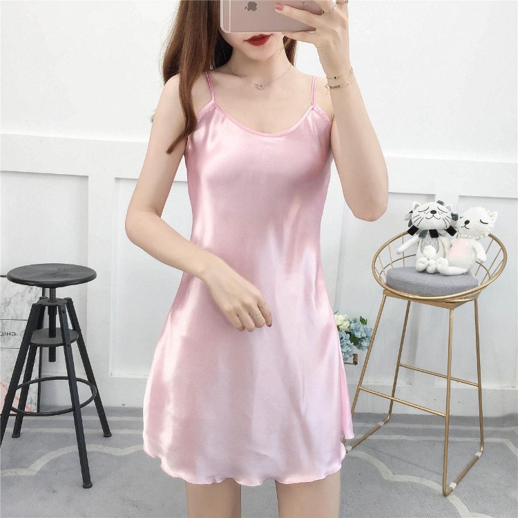 [HCM]Đầm ngủ hai dây đơn giản màu hồng dễ thương