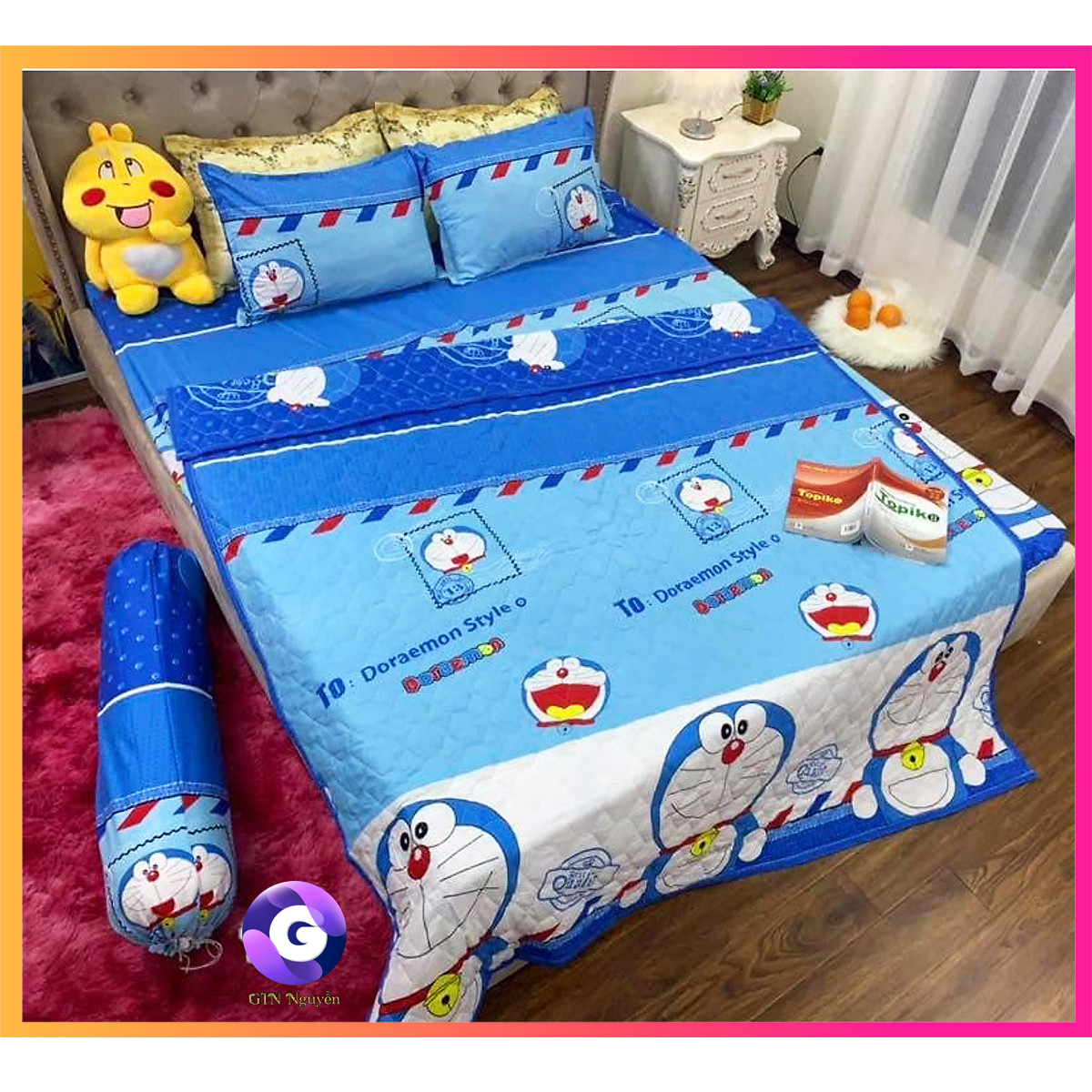Chăn Thu Hè Cotton Poly Doremon Thư (Không Kèm Ga Gối)