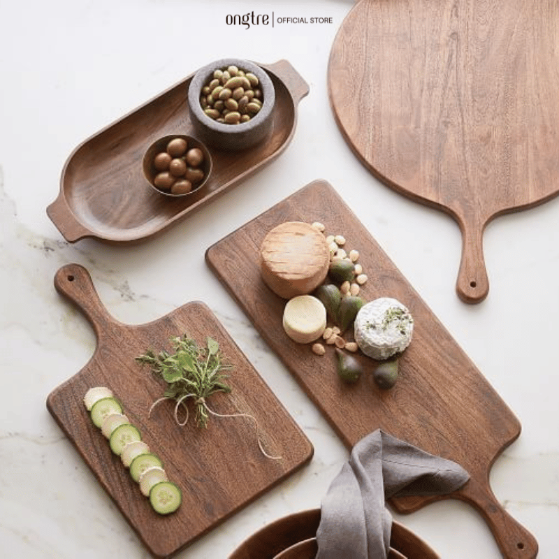 Thớt gỗ decor óc chó ONGTRE cao cấp, đa dạng