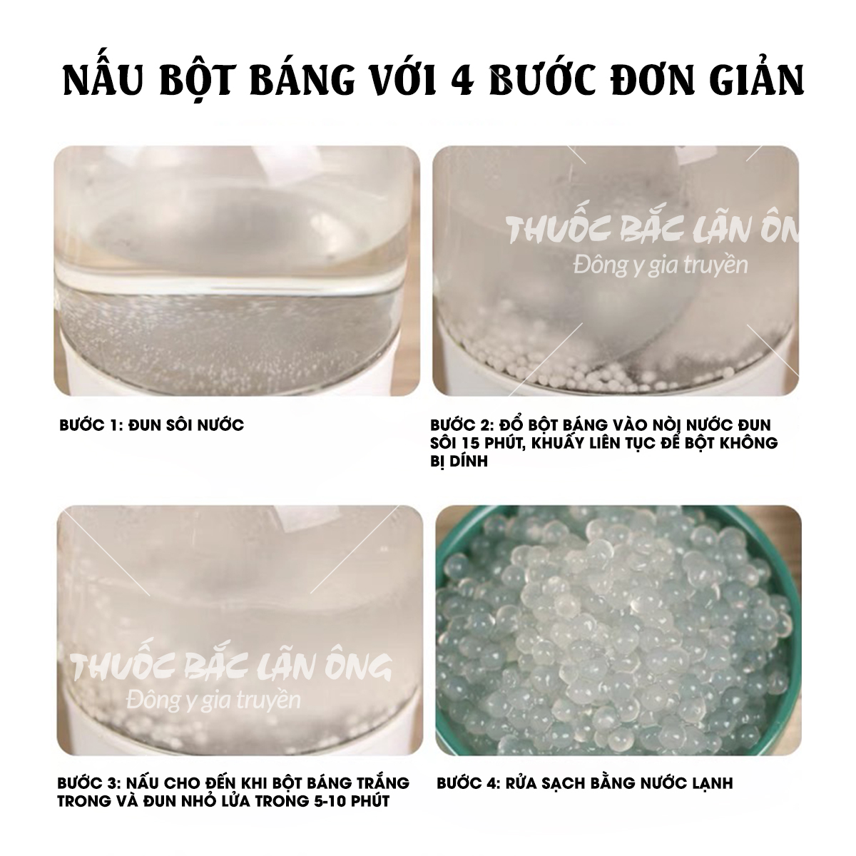 Bột báng Thái Lan nấu chè (Trân châu nhỏ mini) - Lãn Ông