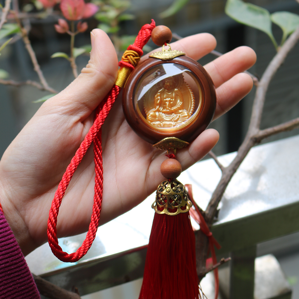 Dây chuyền khánh treo xe ô tô, xe hơi nhà cửa Phật Bà Quan Thế Âm gỗ cao cấp - Phật Di Lặc - Cầu tài lộc, may mắn bình an MS16102021