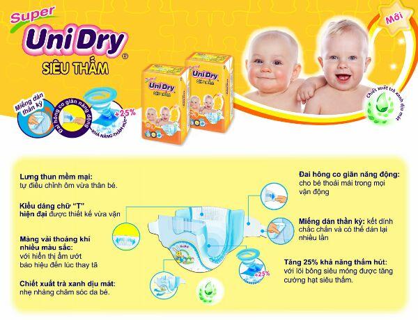 Combo 2 bịch tã dán Unidry S46*2/M42*2/L38*2/XL34*2