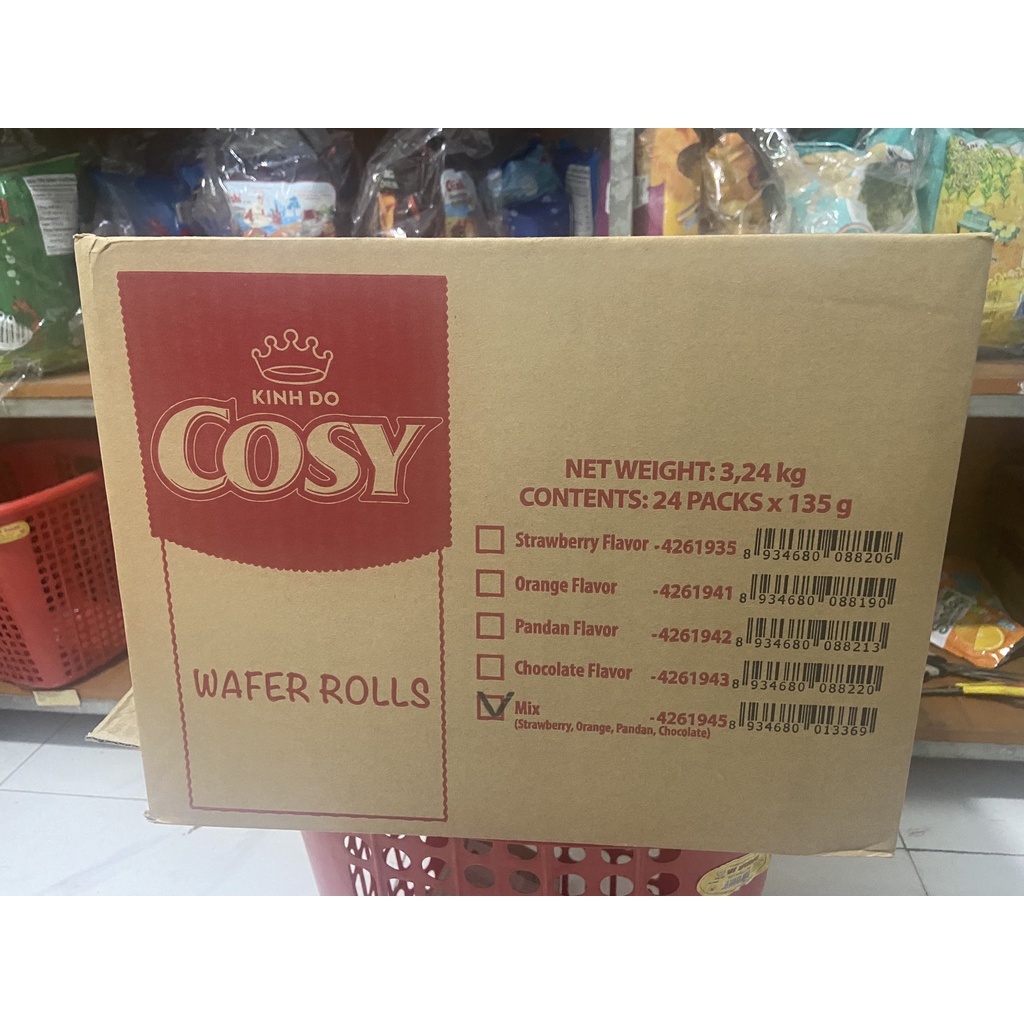 (Bán sĩ) Bánh quế cosy thùng (24 gói *117,5g) mix đủ vị