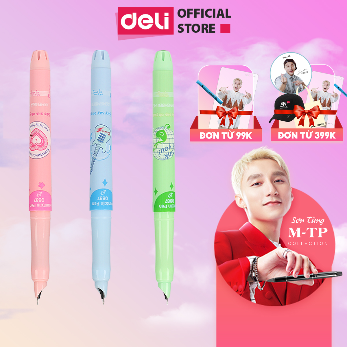 Bút máy mực gel học sinh 0.5mm deli cq887