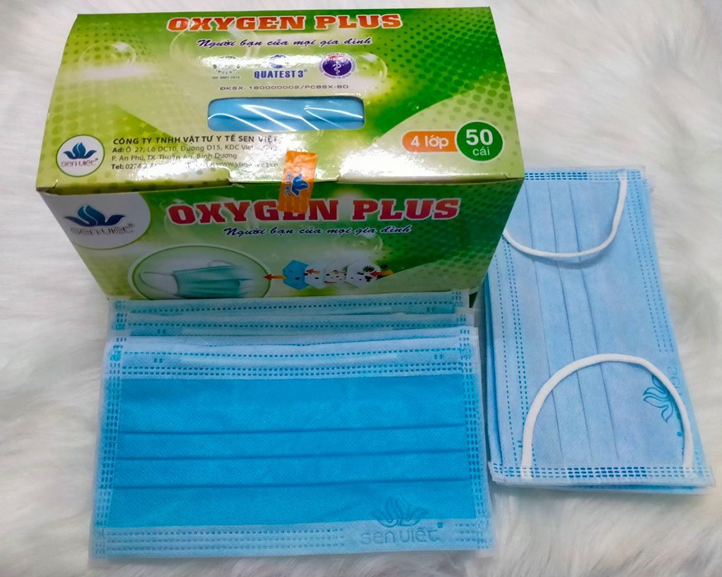 Khẩu trang y tế sen việt oxygen plus - màu xanh