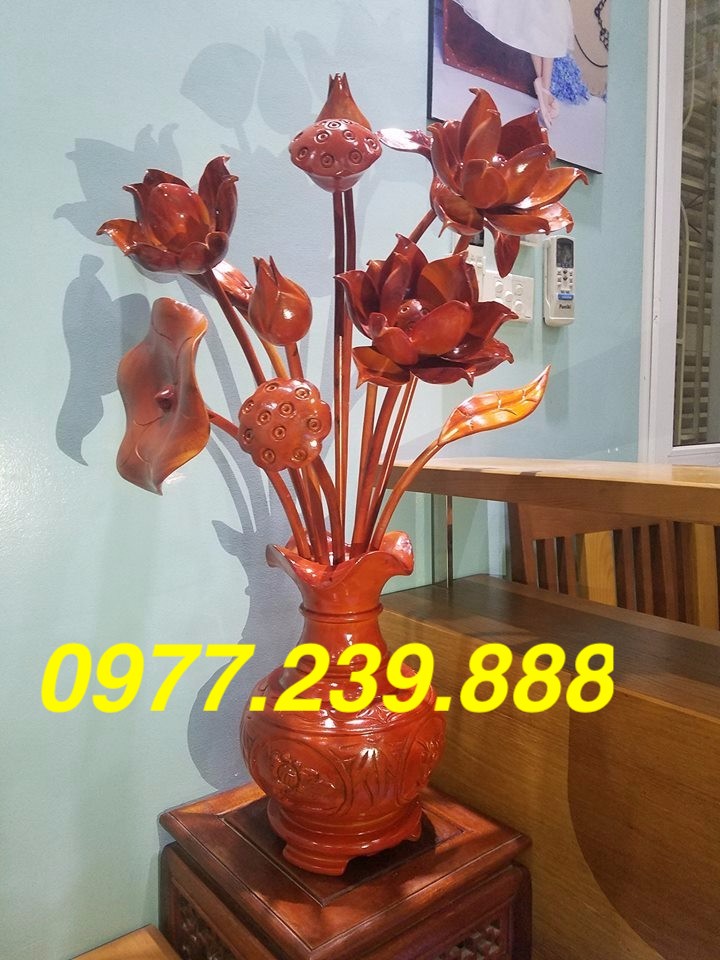 Hoa Sen gỗ hương 1 bình