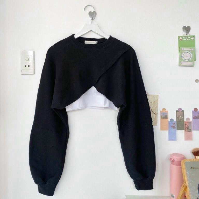SET ÁO CẶP 2 MÓN CROPTOP ĐẮP CHÉO HAI MÀU