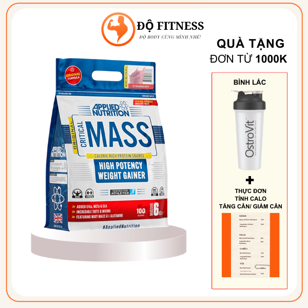 Sữa critical mass - applied nutrition 6kg bột tăng cân, thực phẩm bổ sung protein, khoáng chất, vitamin tăng cơ nạc tốt