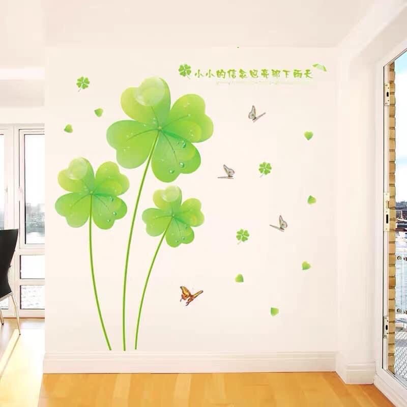Decal dán tường cỏ 4 lá
