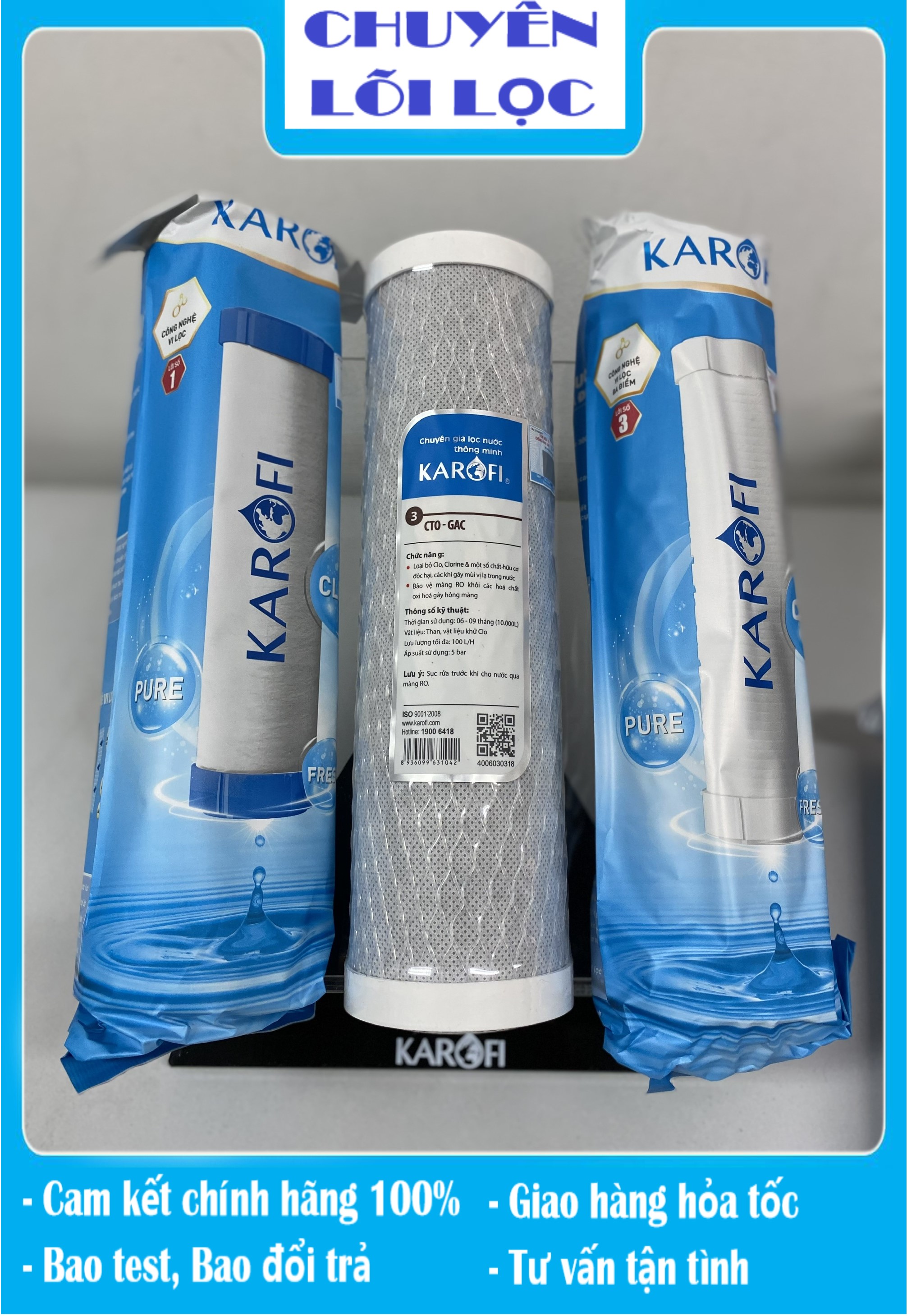 BỘ 3 LÕI LỌC KAROFI SỐ 1-2-3 THAY CHO MODEL S-S038 | OP1310 | U3