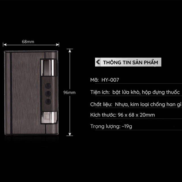 Hộp Quẹt|Bật Lửa Khè Lửa Xanh Kiêm Hộp Đựng Thuố.c 2in1