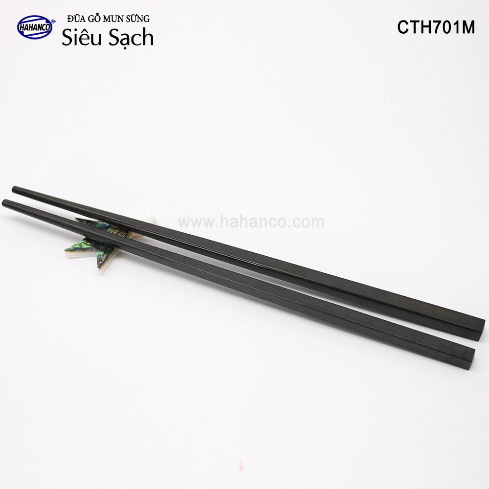 Đũa gỗ Mun sừng trơn VIP - CTH701M - (Hộp 10 đôi rất đẹp) - Đũa gỗ tự nhiên cao cấp - Chopstick of HAHANCO