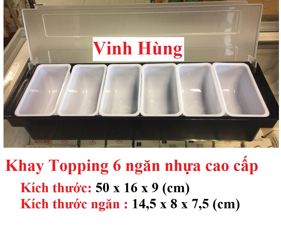 Khay đựng topping nhựa 6 ngăn cao cấp
