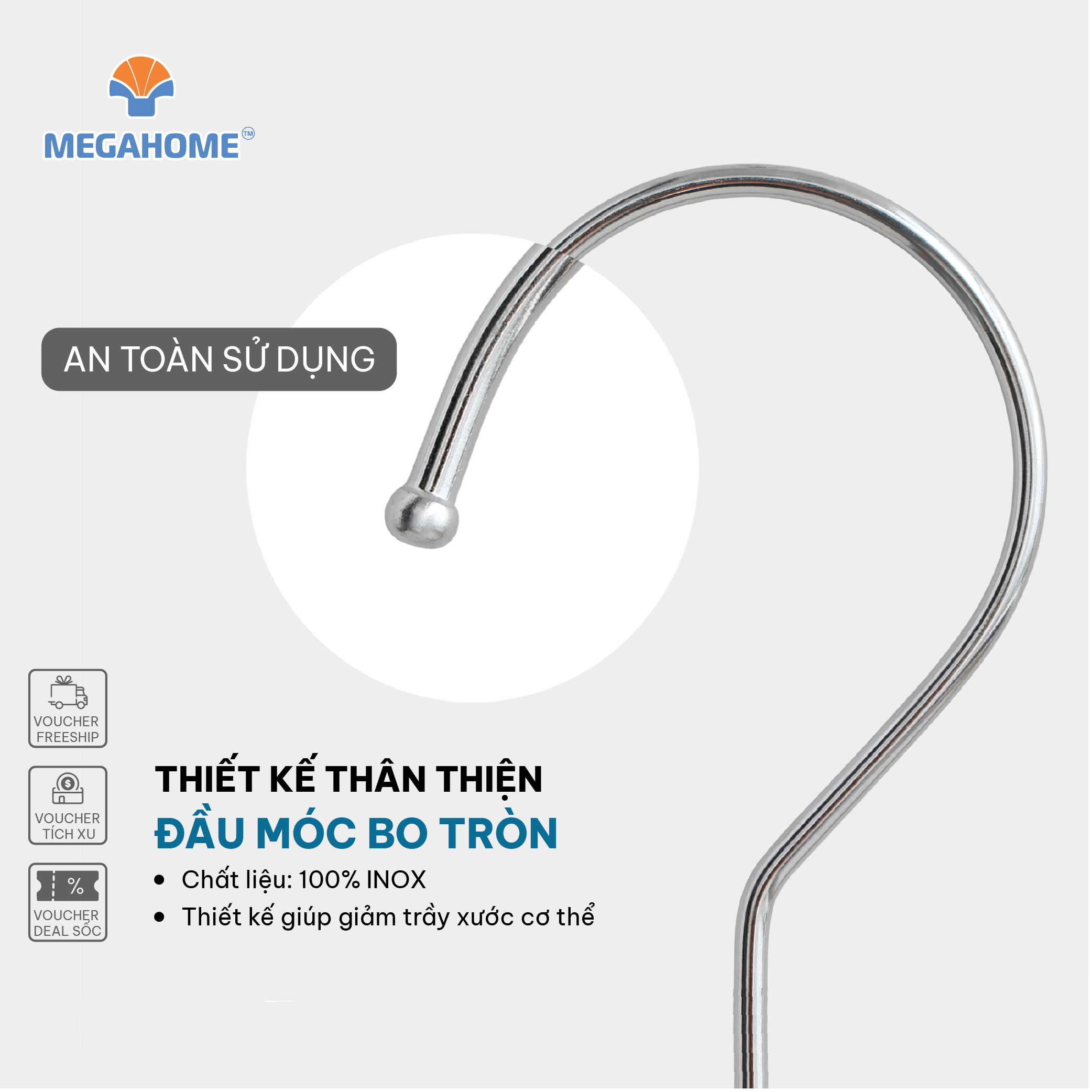 Bộ 20 móc inox  cao cấp Megahome