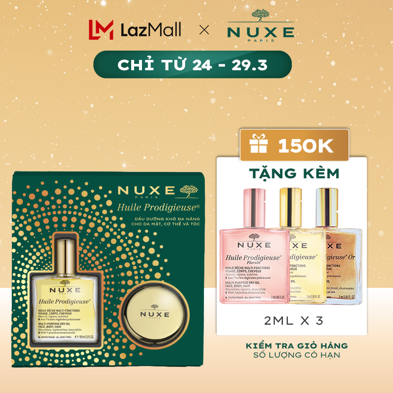 Combo dầu dưỡng đa năng Nuxe Huile Prodigieuse 100ml (tặng Gương trang điểm cầm tay)