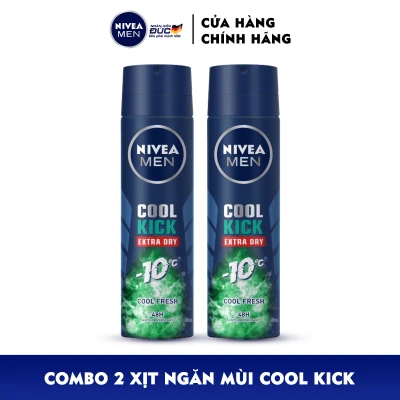Combo 2 Xịt ngăn mùi NIVEA MEN Cool Kick Mát Lạnh - Thơm sảng khoái (150ml) - 83165