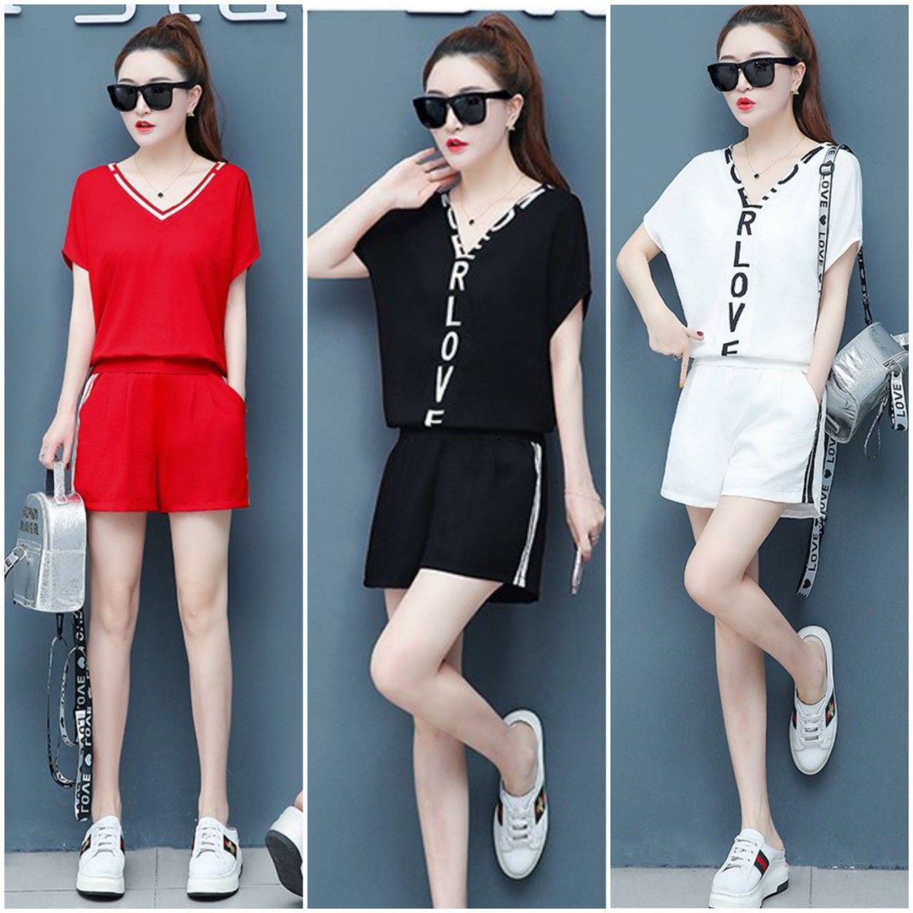 Sét đồ bộ nữ cổ tim love mặc được cả 2 mặt thun cotton 100% cao cấp đồ bộ mặc nhà dạo phố siêu xinh