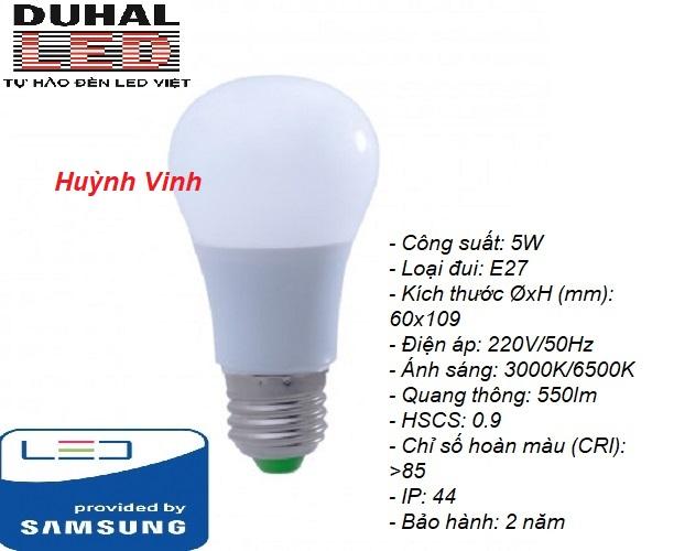 BÓNG ĐÈN LED SAMSUNG DUHAL 5W - Ánh Sáng Trắng Hoặc Vàng