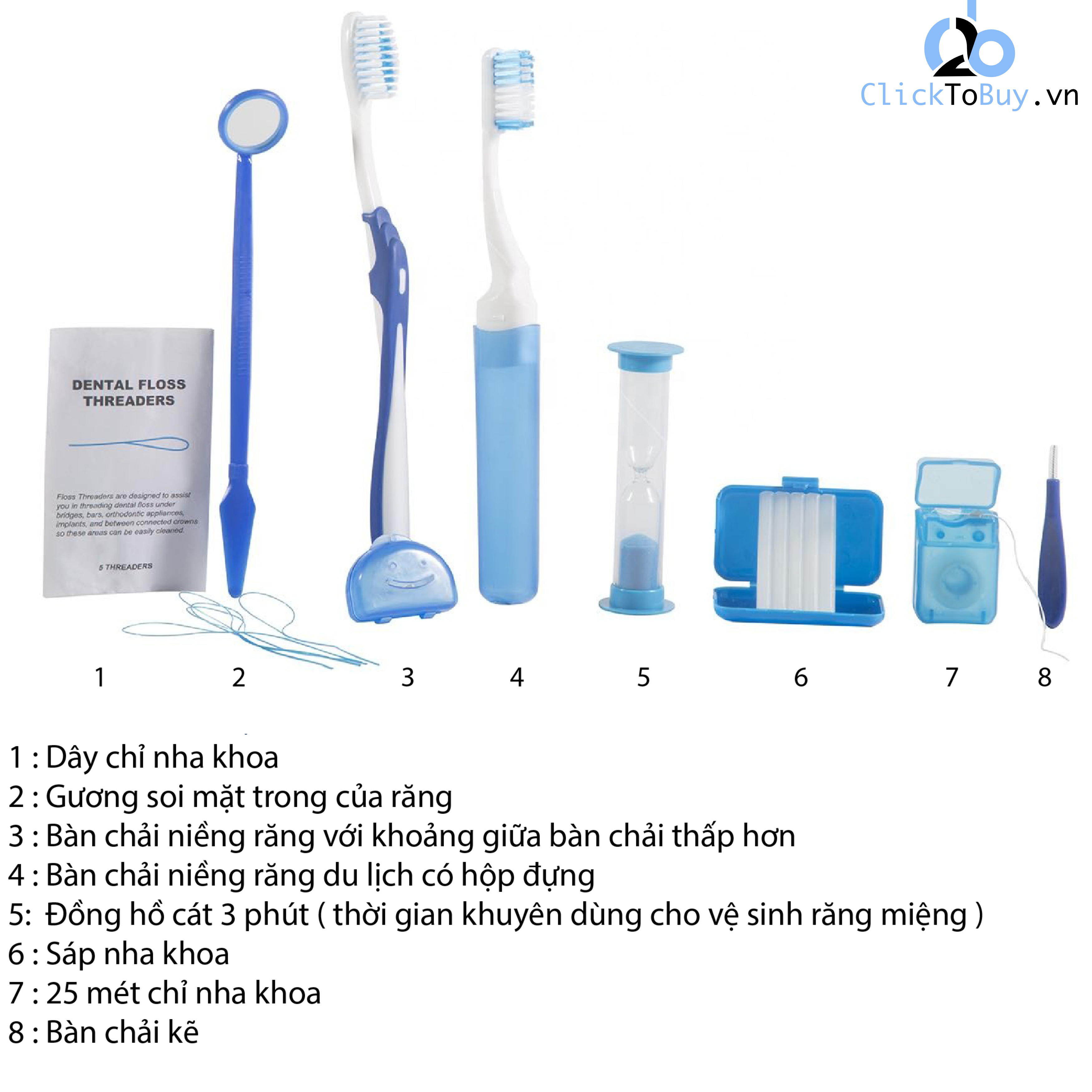 Coral 8-Piece Orthodontic Support Oral Hygiene Set