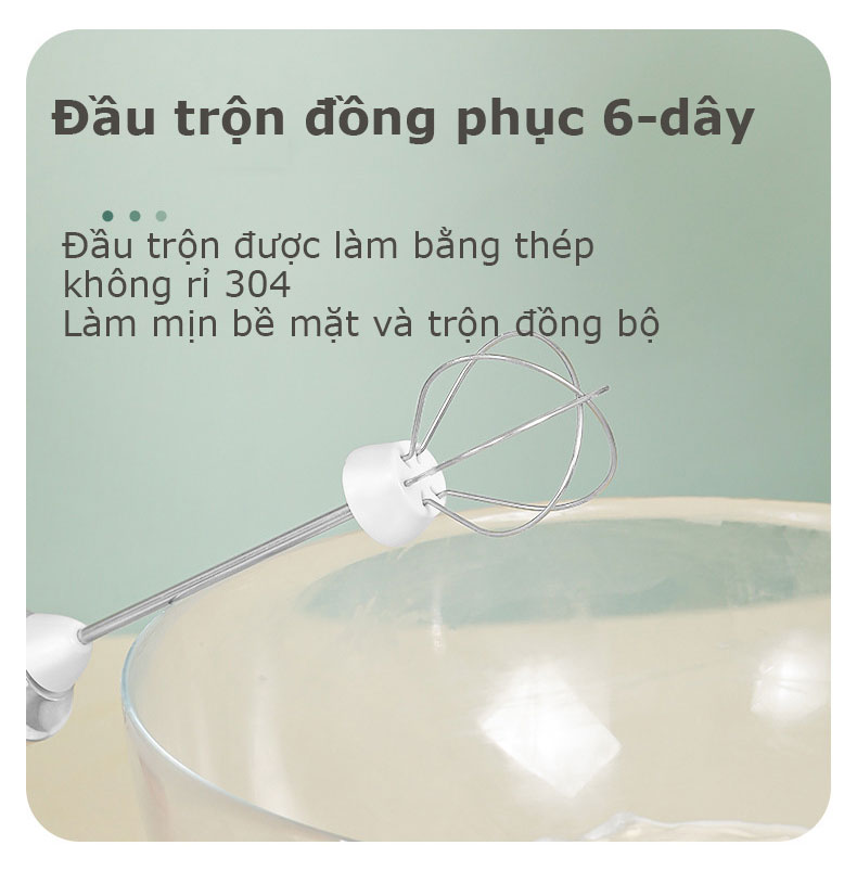 Máy đánh Trứng Cầm Tay Kèm Máy Tạo Bọt Cafe Chạy Điện Sạc USB 3 Tốc Độ Siêu Tiện Lợi