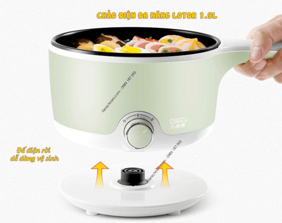 [CÓ CHỐNG DÍNH] Chảo Điện Đa Năng LOTOR 1.5L Có Xửng Hấp