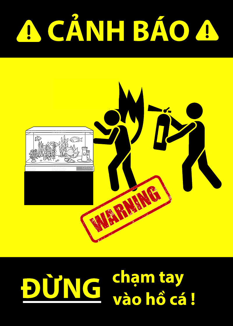 Decal cảnh báo vui nhộn dán hồ cá trang trí bể cá cực hài mẫu đa dạng