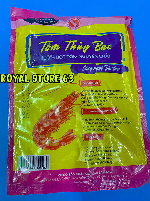 Tôm Thủy Bạc mồi cám câu cá Sapham gói 60gram