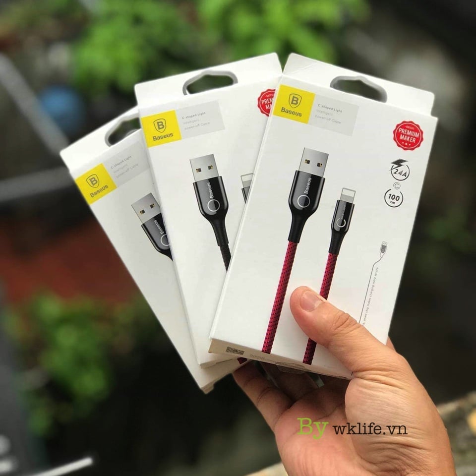 Cáp sạc tự ngắt BASEUS C-Shaped Light Intelligent power-off 2.4A 1m