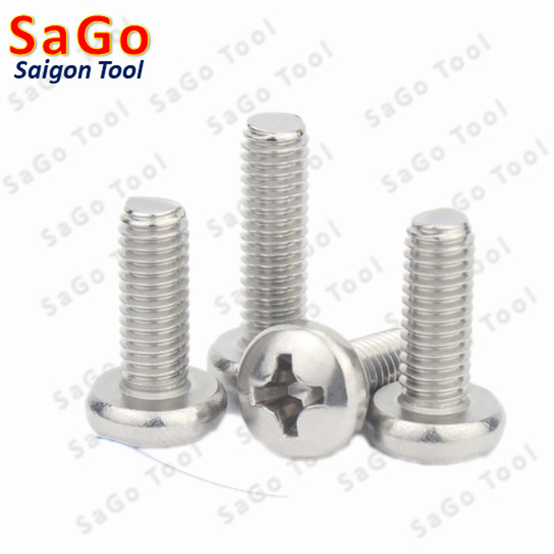 Vít pake đầu tròn inox 304 size M3 M4 M5 10 Con
