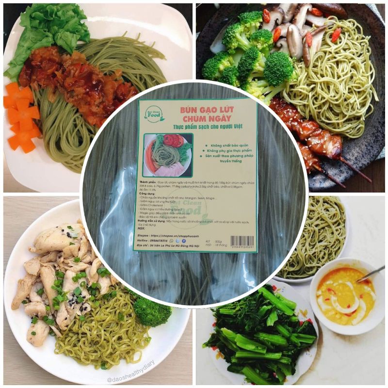 Bún Gạo Lứt Chùm Ngây Gói 500g siêu ngon eatclean giảm cân .