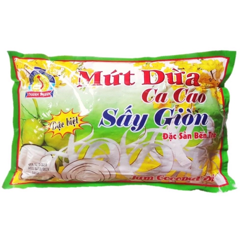 Mứt Dừa Sấy Ca Cao Khô Giòn 500g