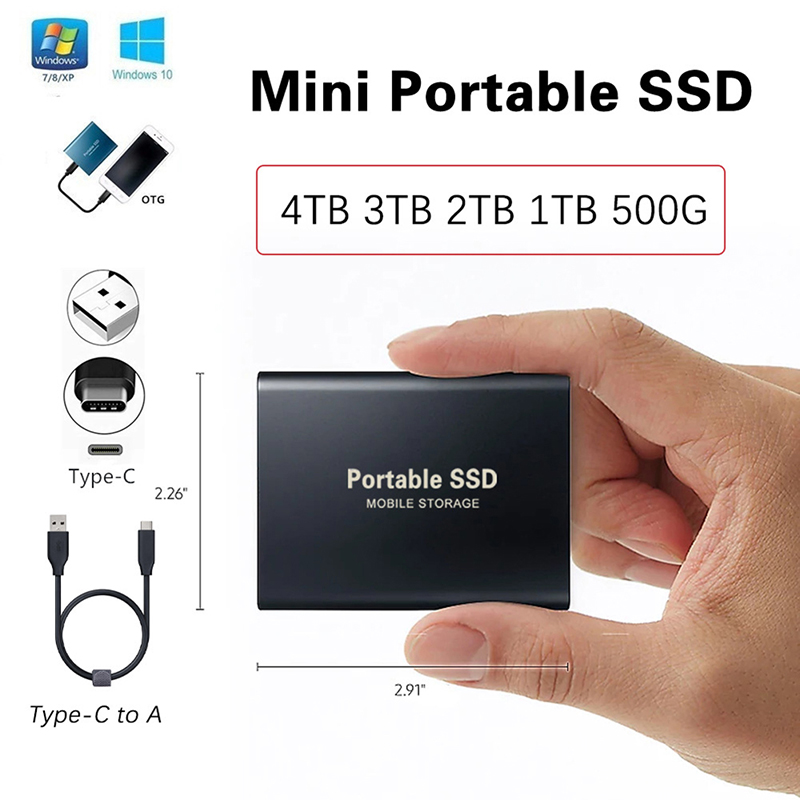🔥🔥🔥Blowing 4TB/2TB/1TBGB Mobile Hard Disk Type C USB3.1 Portable SSD Solid State Drive