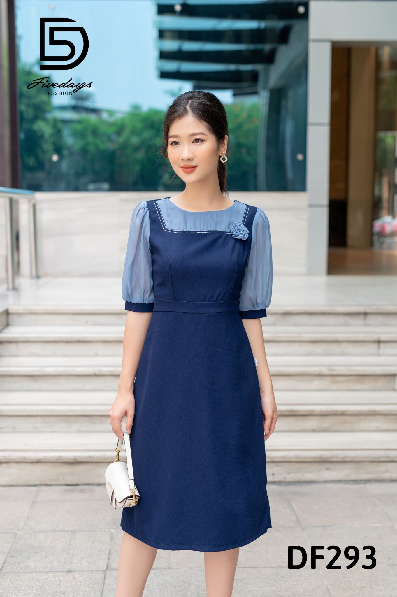 Fivedays - Đầm A phối cổ