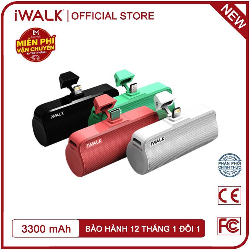 Giá Pin sạc dự phòng mini, cục sạc dự phòng giá rẻ iWalk DBL3300 dung lượng 3300mAh, cắm trực tiếp không cần dây cáp