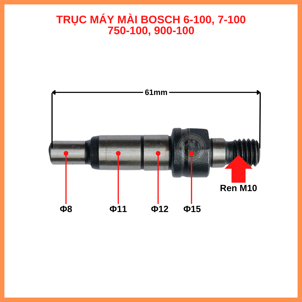 Trục - cốt gắn lưỡi máy mài BOSCH GWS 6-100, 060, 7-100, 750-100, 8-100, 9-100, 900-100