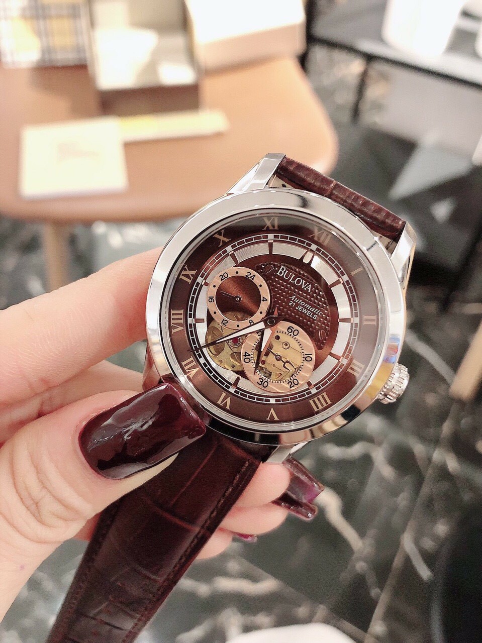 [HCM]Đồng hồ nam dây da BULOVA 96A119 AUTOMATIC CAO CẤP
