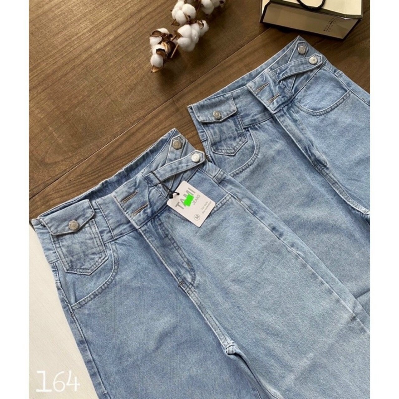 BAGGY JEANS LƯNG CAO 2 NÚT TÚI NẮP💕
